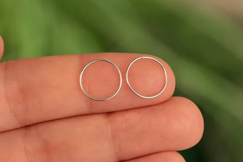 Vista 107 de Aretes de aro de oro de plata – Aretes de aro para mujer, dos piezas de aros de plata fina rellenos de oro, aro de hélice, anillo de tragus, aro