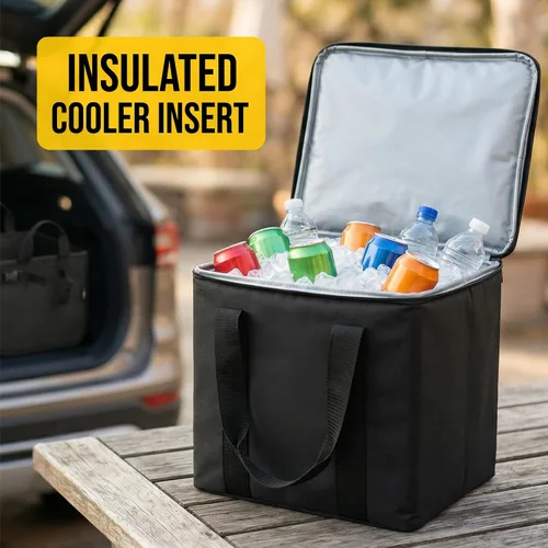 Vista 2 de Hielera aislada para maletero de automóvil, bolsa térmica para comestibles y viajes, resistente a las fugas, se adapta a compartimentos