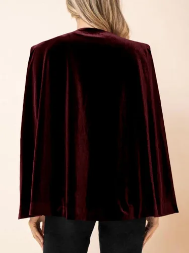 Vista 3 de Cicy Bell Chaqueta tipo blazer de terciopelo para mujer, estilo casual, con abertura frontal, manga larga