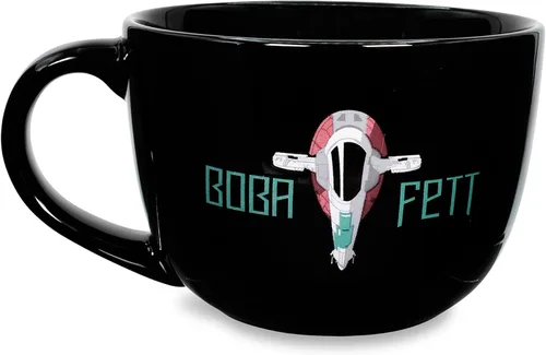 Vista 2 de Star Wars: The Mandalorian Boba Fett - Taza de cerámica para sopa Tazón para helado, cereales, avena Taza de café grande para expreso, cafeína