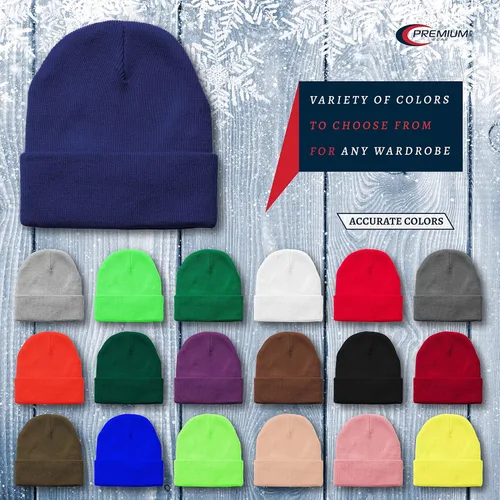 Vista 3 de Premium Wear Gorro Gorro de moda para hombres y mujeres con tela de poliéster acrílico suave