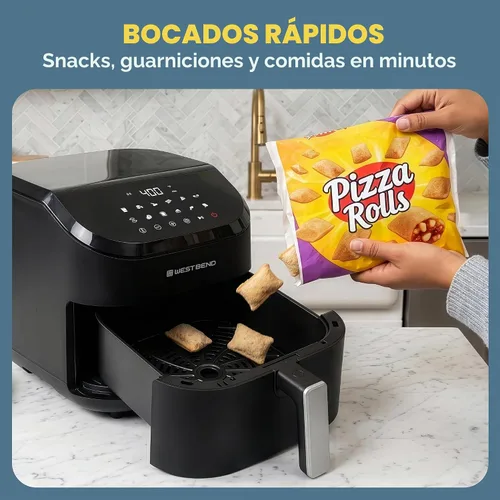 Vista 3 de West Bend Freidora de aire digital de 4.5 cuartos de galón, compacta con 12 preajustes, temperatura ajustable para comidas crujientes rápidas, cesta