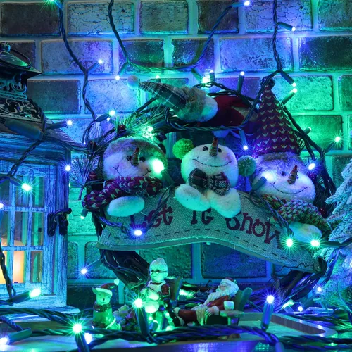 Vista 5 de Brizled - Luces de Navidad LED azules y verdes, 10 metros, 100 luces de 5 mm de ancho de ángulo, mini luces de árbol conectables, UL listadas