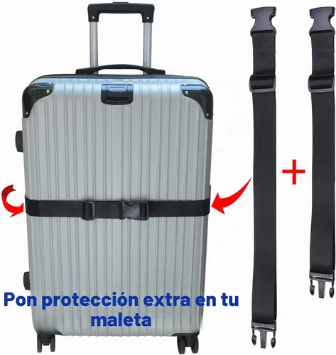 Vista 4 de Correas de equipaje, conector de equipaje, correas para maleta, cinturón de maleta ajustable resistente, accesorio de viaje para conectar su Negro