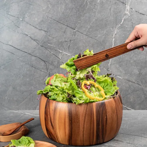 Vista 9 de Pinzas para ensalada de primavera súper delgadas: servidor de mano de ensalada de madera de teca de 0.1 x 0.1 x 12 pulgadas de utensilios de cocina