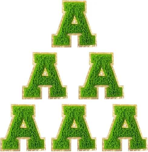 Vista 37 de 6 parches de letras de felpilla autoadhesivas de 2 pulgadas, parches de letras universitarias de la A a la Z, parche de reparación bordado