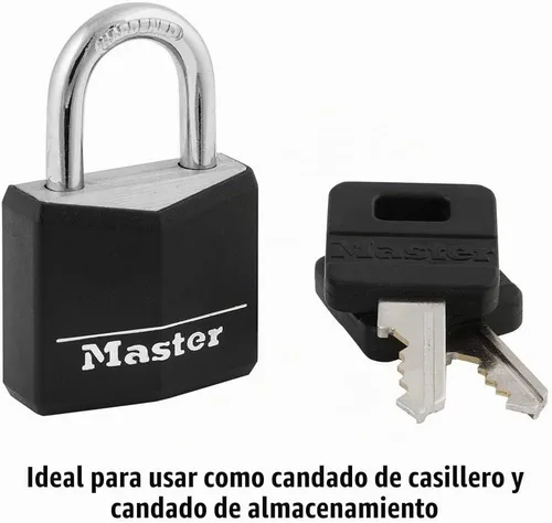 Vista 3 de Master Lock 131D - Candado con llave de aluminio cubierto de 1-3/16 pulgadas de ancho, un paquete, negro