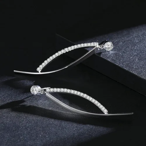 Vista 3 de SBLING Aretes colgantes chapados en platino o chapado en oro de 18 quilates o chapado en oro rosa de 18 quilates con circonita cúbica
