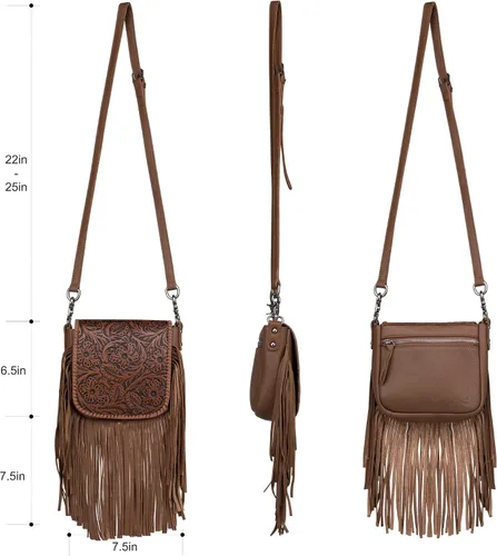 Vista 5 de Montana West Bolso bandolera con flecos estilo occidental para mujer