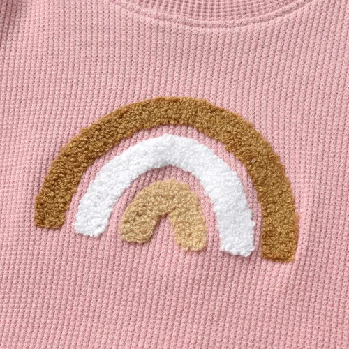Vista 7 de Kulcerry Sudadera de manga larga para bebé, niño, niña, arcoíris, cuello redondo, suéter de manga larga, ropa de otoño e invierno