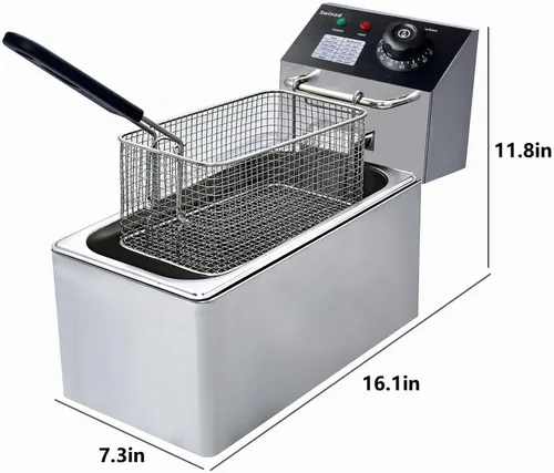 Vista 6 de Freidora con cesta para uso doméstico, olla freidora eléctrica de 1700 W Freidora de encimera 1700w Potente rendimiento 4.2Qt Capacidad Freidora