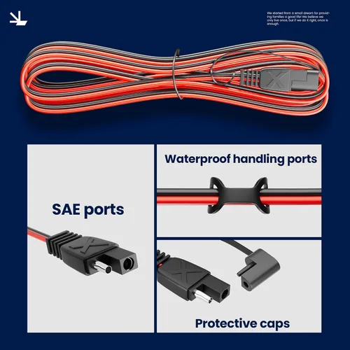 Vista 6 de POWOXI Cable de extensión SAE de 15 pies de desconexión rápida, cables solares, conector SAE para panel solar, automotriz, RV, motocicleta, tractor