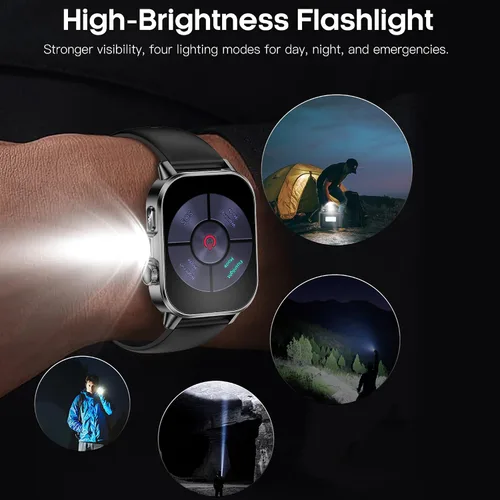Vista 4 de Yowow BIT Reloj inteligente para hombres y mujeres con pantalla HD de 2.0 pulgadas, monitor de sueño de frecuencia cardíaca y oxígeno de presión