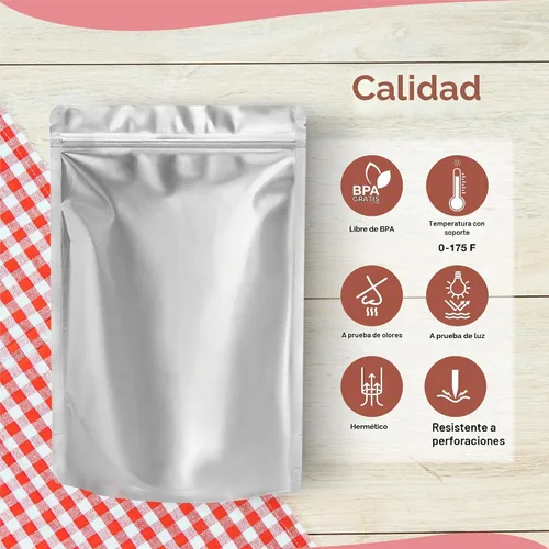 Vista 2 de 100 bolsas de Mylar de 1 cuarto de galón para almacenamiento de alimentos a