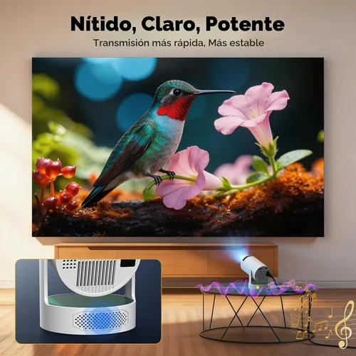 Vista 5 de Mini proyector con Bluetooth y WiFi, proyector portátil mejorado de 200 lúmenes ANSI 4K, enfoque automático/Keystone, compatible con iPhone/TV