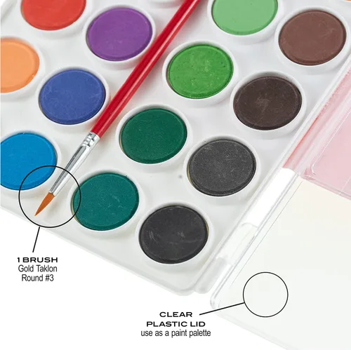 Vista 3 de Hello, Artist! Juego de pastel de acuarela con pinceles, ideal para principiantes, estudiantes y artistas conscientes del valor, a base de agua