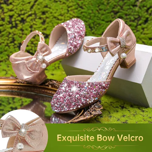 Vista 3 de Sandalias para niñas, tacones cerrados, para bodas, fiestas, niñas, zapatos de vestir para niñas pequeñas y grandes