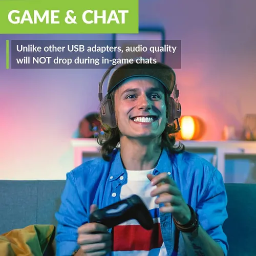 Vista 4 de Avantree C519M - Auriculares Bluetooth con micrófono para PS5 e interruptor, auriculares inalámbricos con adaptador USB C para PC y laptop, baja