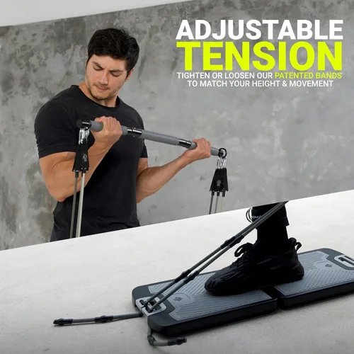 Vista 4 de EVO Gym - Equipo portátil de entrenamiento de fuerza para gimnasio en casa, gimnasio en casa, gimnasio todo en uno, bandas de resistencia, base