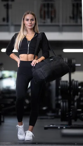 Vista 2 de Fitgriff Bolsa de gimnasio V2 para hombres y mujeres con compartimento para zapatos y artículos húmedos, bolsa de lona para viajes, deportes