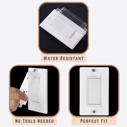 Vista 4 de Bates - Protector magnético para interruptor de luz, paquete de 2, transparente, a prueba de niños, cerradura, protector de interruptor de pared