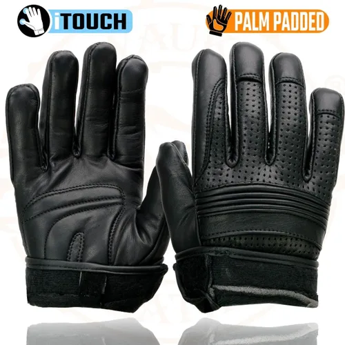 Vista 8 de Milwaukee Leather MG7516 - Guantes de piel para hombre negros "I - Compatible con pantalla táctil" con palma de gel para motocicleta con nudillos