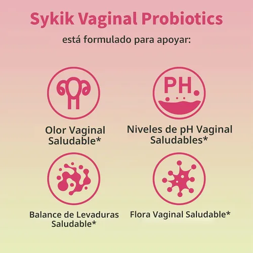 Vista 6 de Sykik Probióticos vaginales para mujer con prebióticos y mezcla de lactobacillus, equilibrio de pH, 60