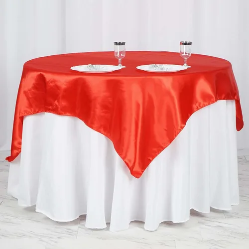 Vista 9 de Efavormart Paquete de 5 Sobremanteles Cuadrados de Satén de 60" para Decoraciones de Mesa de Bodas, Catering y Fiestas, Cubierta de Mantel Negro