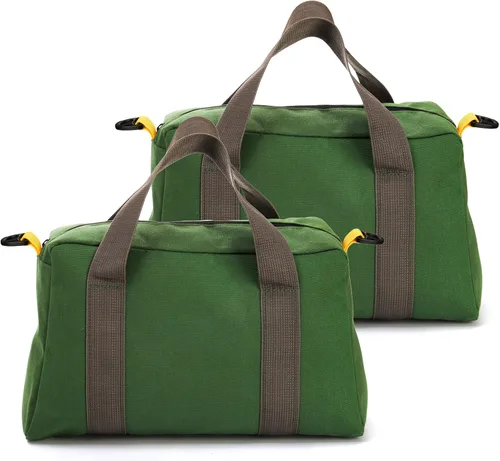 Vista 9 de WRINGKIT Paquete de 2 bolsas de herramientas de boca ancha, 14 pulgadas, gran capacidad Heavy Duty Canvas Tool Storage Bag, Zipper Utility