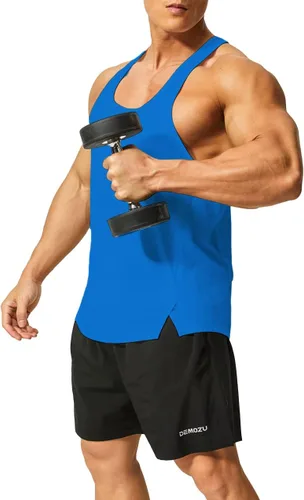 Vista 2 de DEMOZU Camiseta sin mangas para hombre con espalda en Y para culturismo, entrenamiento muscular, atletismo, correr, gimnasio