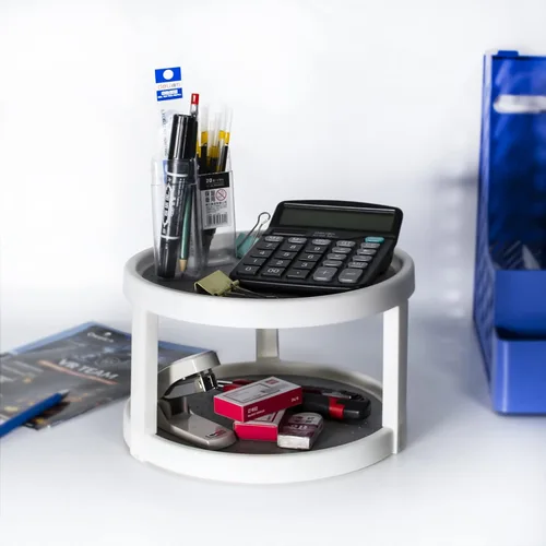 Vista 4 de Lazy Susan - Organizador giratorio de 2 niveles para especias antideslizante, organizador de condimentos giratorio de 360 grados, organizador