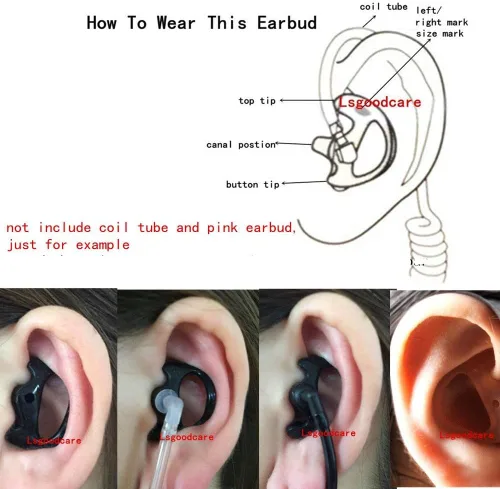 Vista 6 de Lsgoodcare 24 piezas de repuesto Earmold oreja izquierda para radio bidireccional tubo acústico auricular – Auriculares de silicona Walkie Talkie