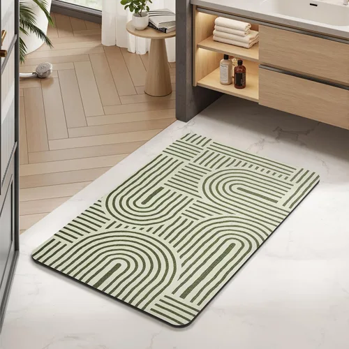 Vista 22 de MontVoo -Tapete de baño-Alfombras de baño delgadas antideslizantes para debajo de la puerta- Superficie de gamuza sintética absorbente, de secado