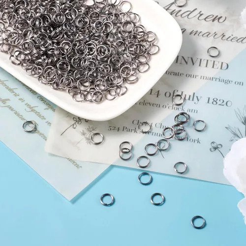 Vista 5 de Craftdady 580 llaveros redondos negros divididos de 0.27 pulgadas, anillos planos de metal de 1/4 pulgadas, conectores para llaveros, joyería