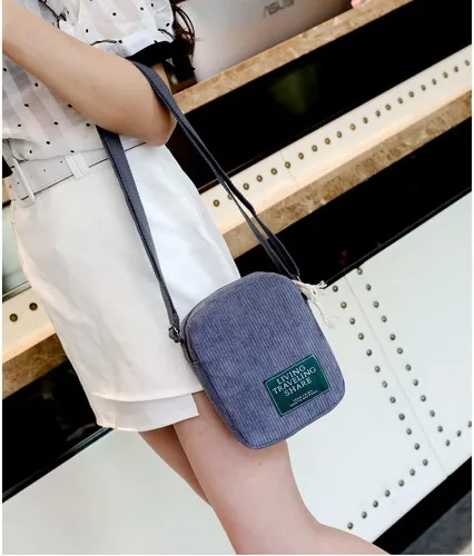 Vista 5 de Bolso bandolera pequeño de pana para hombre, bolso cruzado para mujer, bolso cruzado estético
