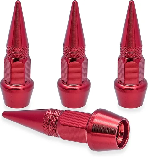 Vista 61 de 4 piezas de tapas de válvula de neumático con estilo púas, cubiertas de válvula de neumático universales de aleación de aluminio a prueba de polvo