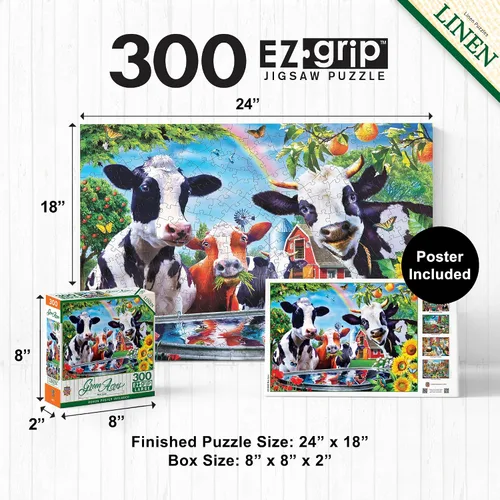 Vista 2 de MasterPieces - Rompecabezas de 300 piezas, formas grandes de agarre EZ, Moo Love, divertido para adultos, personas mayores, familia, niños, acabado