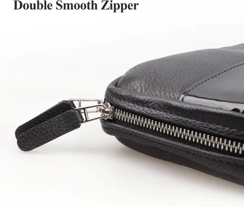 Vista 9 de FIREDOG Bolsa de cigarros, de cuero genuino, portátil, caja de cigarros para el día del padre, hombres, marido (capacidad para 5-6 puros, negro)