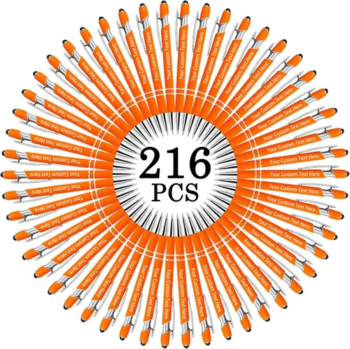 Vista 16 de Aolun Bolígrafo personalizado, bolígrafo grabado personalizado con lápiz capacitivo, 12 unidades, metal suave al tacto, introduce el nombre, Naranja