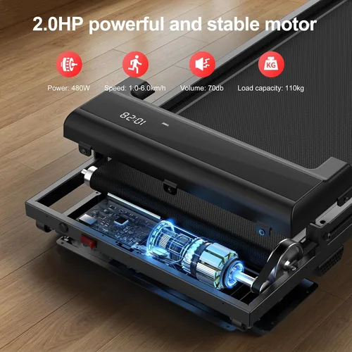 Vista 2 de Walking Pad Treadmill for Home - Foldable Treadmills with Handle Bar Mini Portable Walk Pads Under Desk Small Spaces Compact Folding Electric