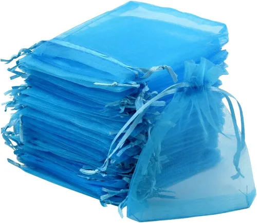 Vista 10 de Tojwi 50 bolsas de organza de 3.54 x 4.33 pulgadas (3.5 x 4.3 in) de satén con cordón de organza, bolsa de regalo para boda, fiesta, bolsa