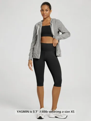Vista 2 de ODODOS - Leggings tipo capri de mujer, no se traslucen y modelan el abdomen, con cintura alta y bolsillos para hacer yoga, atletismo, ejercicio