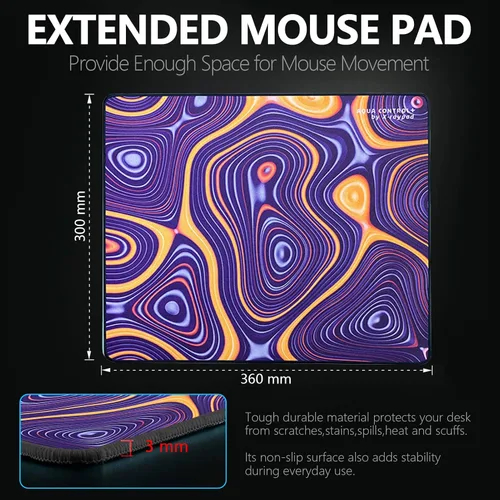 Vista 5 de X-Raypad Aqua Control Plus ROB - Alfombrilla de mouse para juegos de ultra alta precisión con velocidad perfecta y capacidad de control