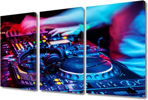 Vista 46 de Lienzo decorativo para pared, diseño de DJ Music Mixes the Track HD impreso en pinturas, 2 piezas, imágenes abstractas para sala de estar, obra