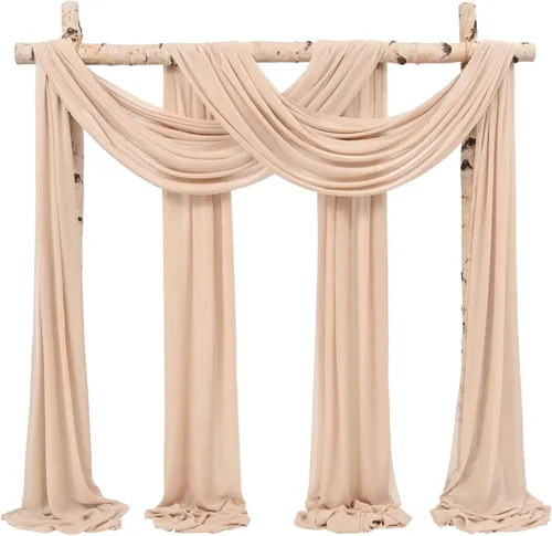 Vista 20 de Tela para Cubrir Arco de Boda, 4 Paneles 71 cm x 6,1 m Telas para Arco de Boda Azul Bebé para Ceremonia, Telas de Gasa para Decoración de Arco