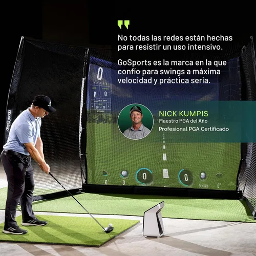 Vista 5 de GoSports Range Cage 10 ft x 8 ft Golf Net Cage – Indoor & Outdoor Golf Practice Net for Full Swing Training and Home Golf Simulator Setups Pantalla