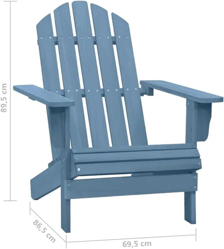 Vista 2 de Blue Adirondack Chair for Outdoor Relaxation, Solid Fir Wood, Ergonomic Design, Comfortable Patio Seating