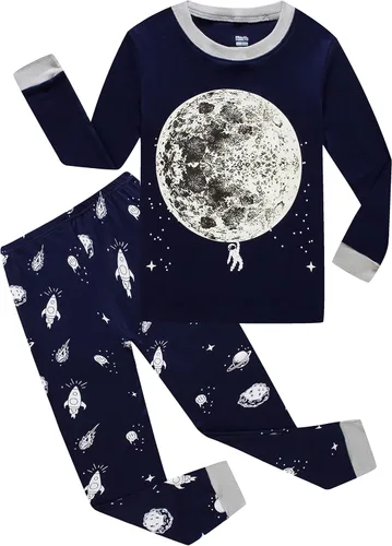 Vista 10 de KikizYe - Conjunto de pijamas para niños y niñas pequeños y grandes, ropa de dormir de 100% algodón 33/4 piezas/dinosaurio
