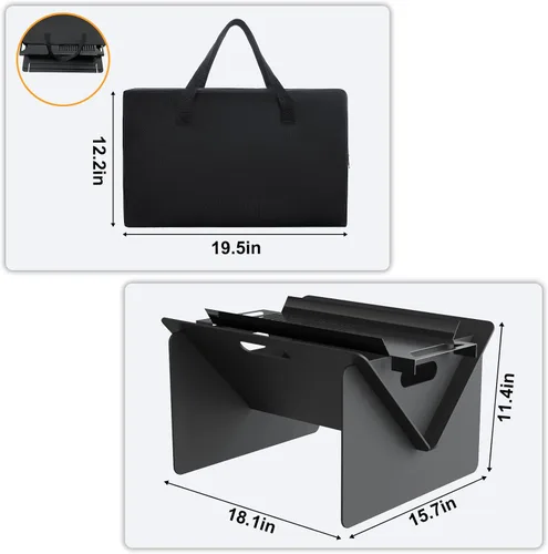 Vista 8 de ACCPO Fogata de 18 pulgadas para exteriores, portátil, 2 en 1, fogata de leña de acero resistente para patio y patio trasero, hoguera, barbacoa