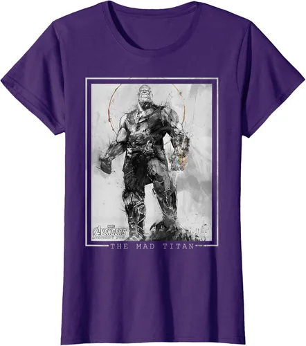 Vista 12 de Marvel Avengers Infinity War Thanos Sketch Graphic Camiseta Negro